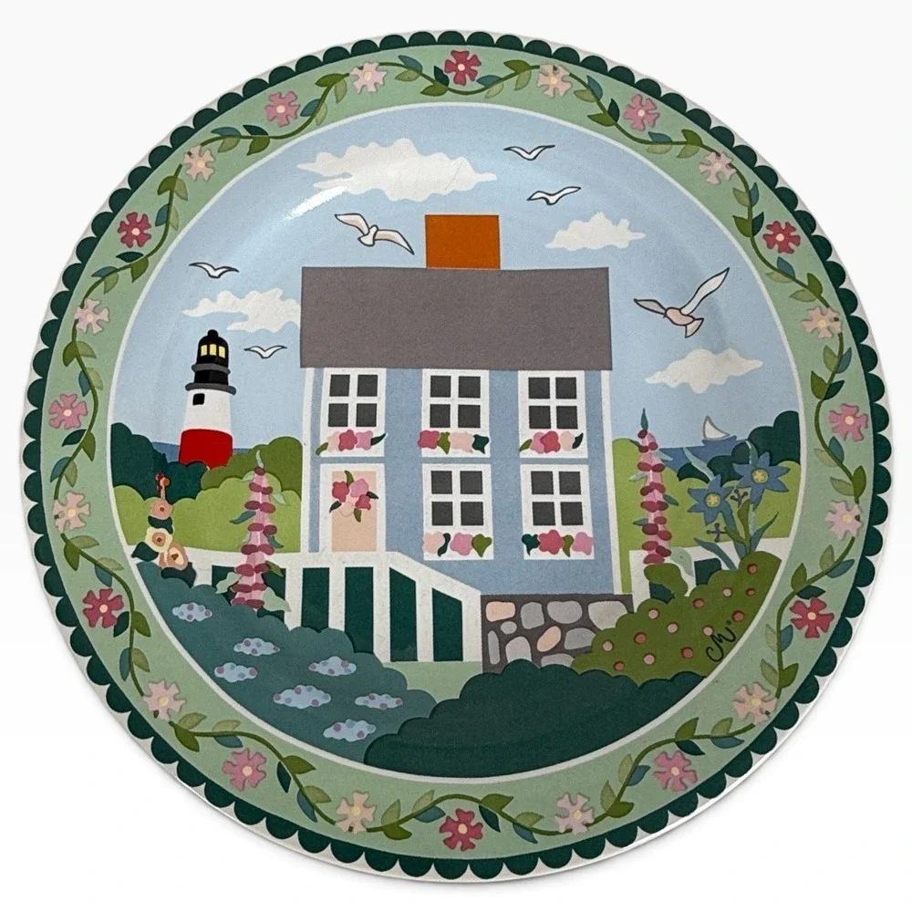 4 Sakura Salad Plates Nantucket Stoneware Claire Murray Complete Set 8.25